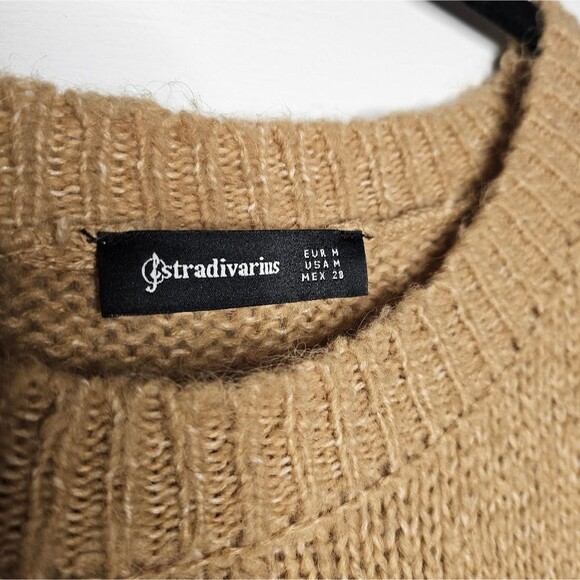 Stradivarious Preppy Argyle Drop Shoulder Crewneck Sweater Semi Cropped Size M - Picture 3 of 7